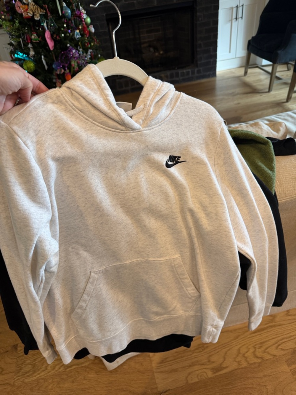 Nike Light Gray Hoodie with Black Swoosh Logo